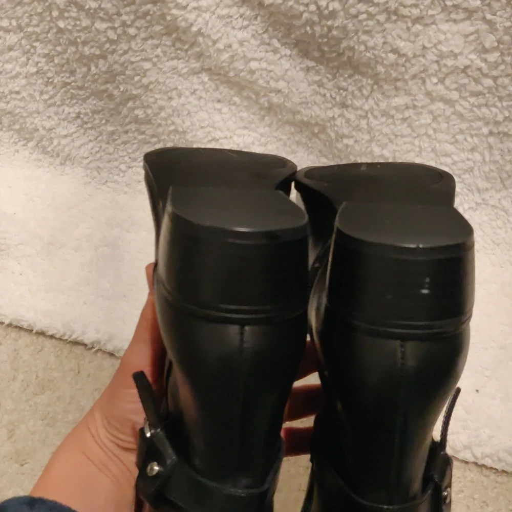 New!Lauren Ralph Lauren Makaila Riding Elegant Black Leather Boots Y2K Cottageco